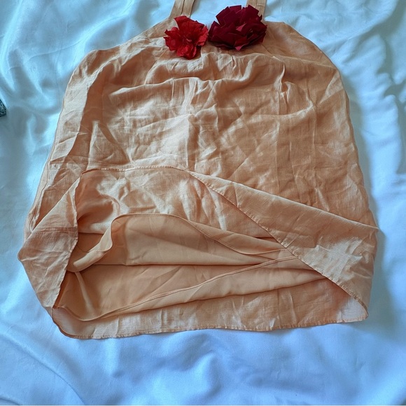 Ann Taylor Plus Size 8 Peach Lined Button Halter Top W/ Flower Accents - Picture 3 of 7